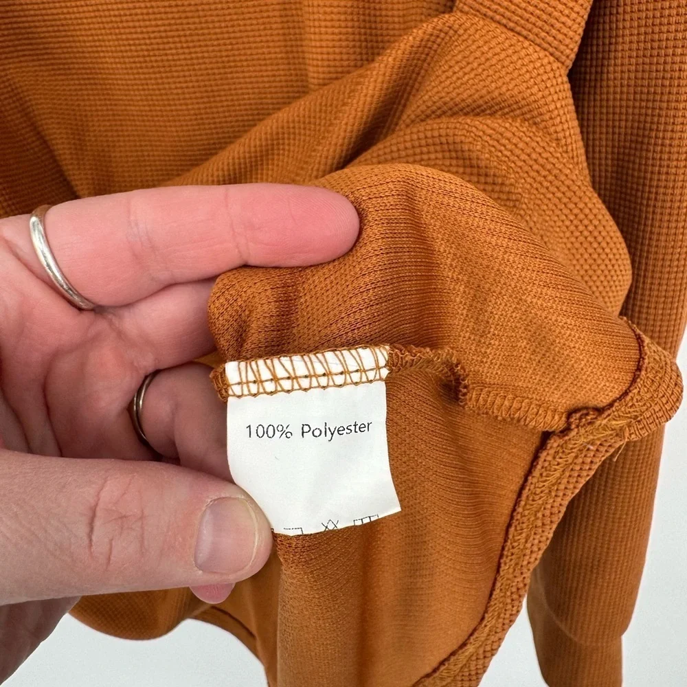 Zaayo Women's Orange/Brown Waffle Knit Fall Neutral Long Sleeve Sweater Size XXL